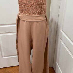 Laced top Jumpsuit with wide belt sash